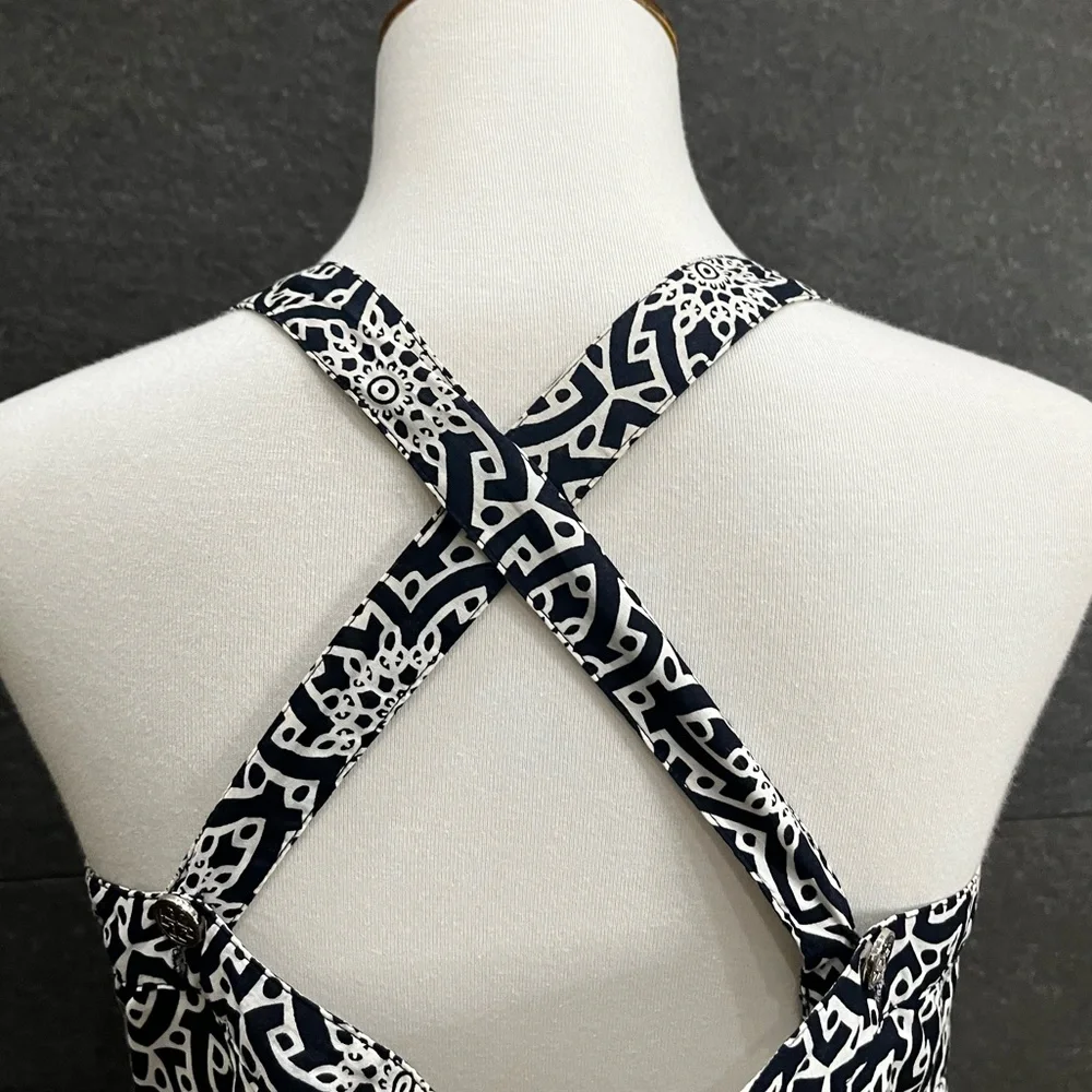 Tory Burch Button Front Geometric Floral Sundress Size 8 - Picture 4 of 11